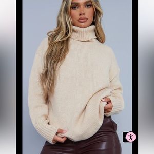 Stone knitted roll neck sweater